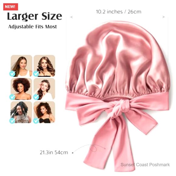 Mulberry Silk Sleep Bonnet Double Layer Adjustable Tie Hair Care Wrap